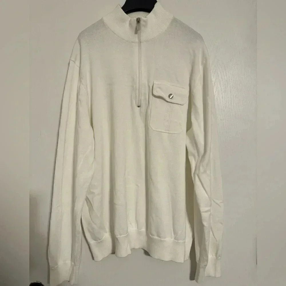 Mens Michael Kors Sweater | Size XXL | White Half Zip